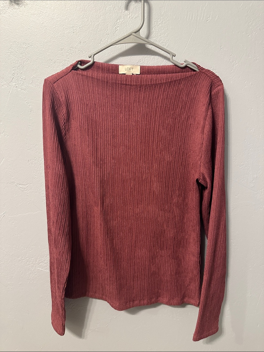 LOFT Ribbed Long Sleeve Top - Rosewood